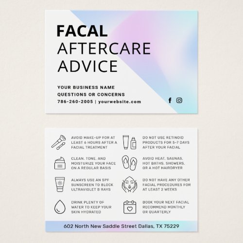 Blush Botox Injection Aftercare Instruction Card