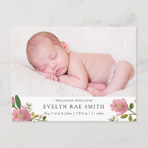 Blush Bouquet Birth Announcement