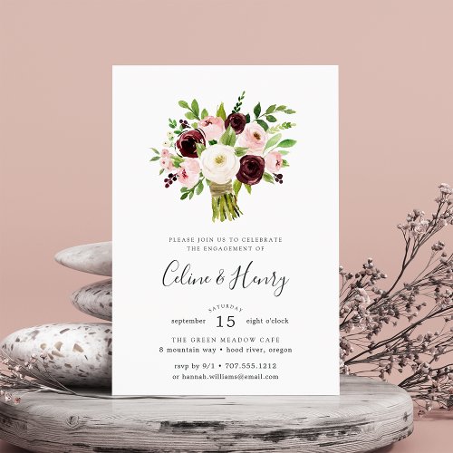Blush Bouquet Engagement Party Invitation