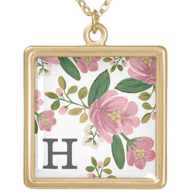 Blush Bouquet Gold Plated Necklace (Front)