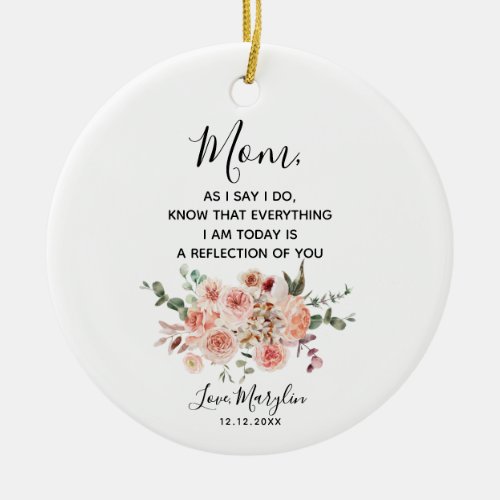 Blush Bouquet Personalised Mother of the Bride Ceramic Ornament