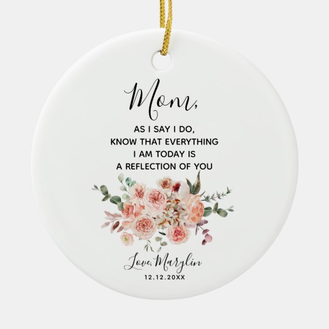 Blush Bouquet Personalised Mother of the Bride Ceramic Ornament (Front)