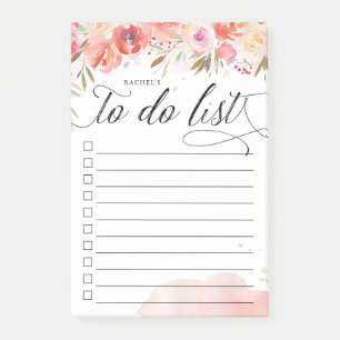 Blush Bouquet Personalized Lined To-Do List Post-it Notes