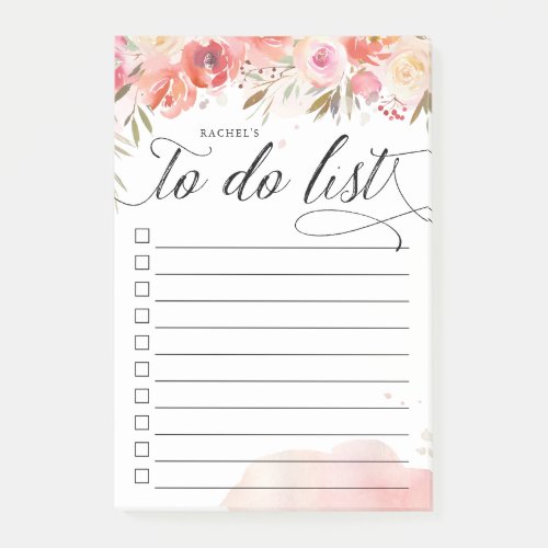 Blush Bouquet Personalized Lined To_Do List Post_it Notes