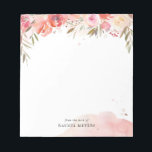 Blush Bouquet Personalized Name Monogram Notepad<br><div class="desc">Monogrammed stationery and office supplies make a great gift for teachers or your fave boss babes. This elegant design features a pastel pink floral border with abstract watercolor splashes. Add your name monogram or other custom text at the bottom. Use the design tools to edit the fonts and colors or...</div>