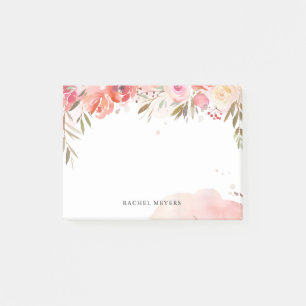 Blush Bouquet Personalized Name Monogram Post-it Notes