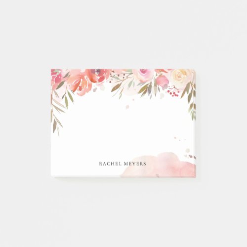 Blush Bouquet Personalized Name Monogram Post_it Notes