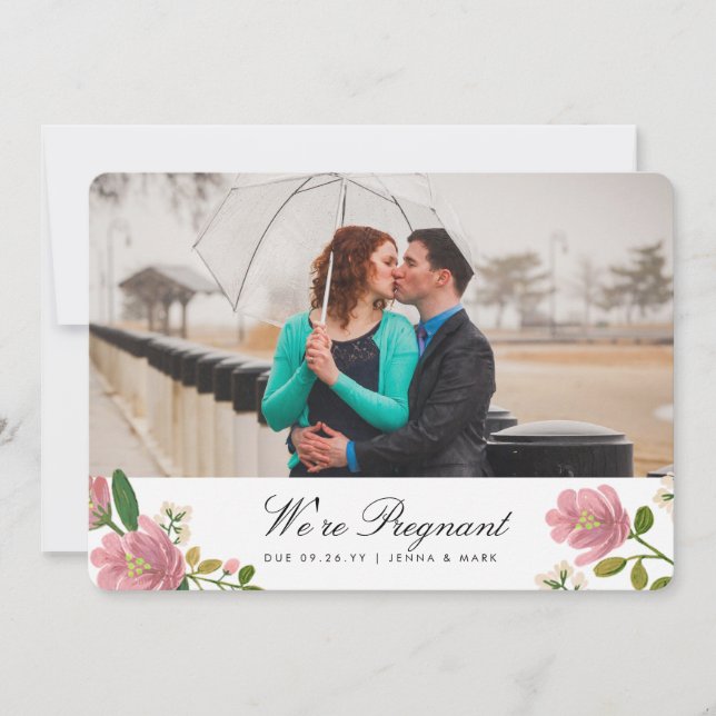 Blush Bouquet Pregnancy Announcement (Front)