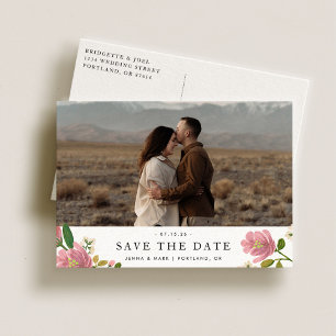 Blush Bouquet Romantic and Elegant Save the Date Announcement Postcard