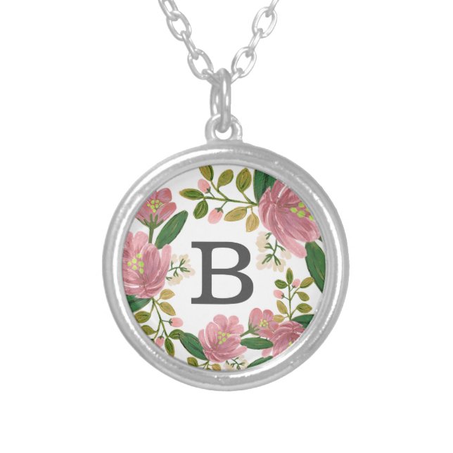Blush Bouquet Silver Plated Necklace (Front)