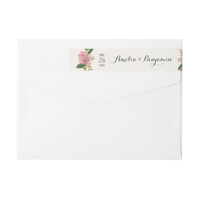 Blush Bouquet Wedding Wrap Around Label (Back)