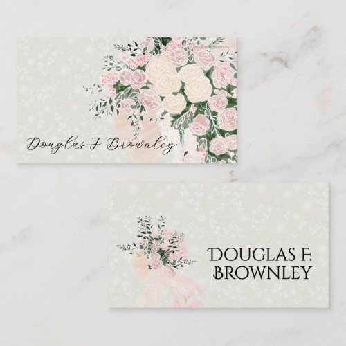 Blush Bow and Rose Wisteria Bouquet Place Card