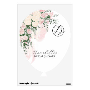 Blush bow and rose wisteria bouquet shower wall decal
