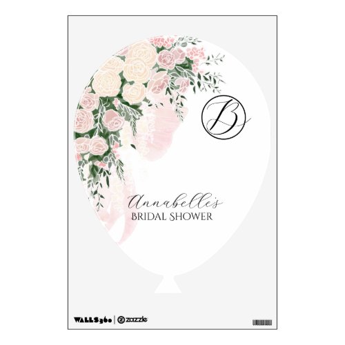 Blush bow and rose wisteria bouquet shower wall decal