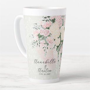 Blush bow and Rose Wisteria Bouquet Tall Latte Mug