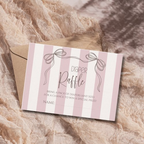 Blush Bow Baby in Coquet Baby Shower Diaper Raffle Enclosure Card