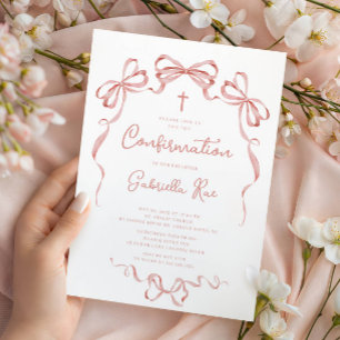 Blush Bow Confirmation Invitation