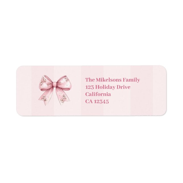 Blush Bow Graduation Party Label (Front)