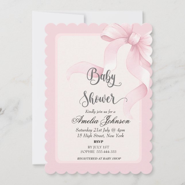 Blush & Bow Pink Coquette Invitation (Front)