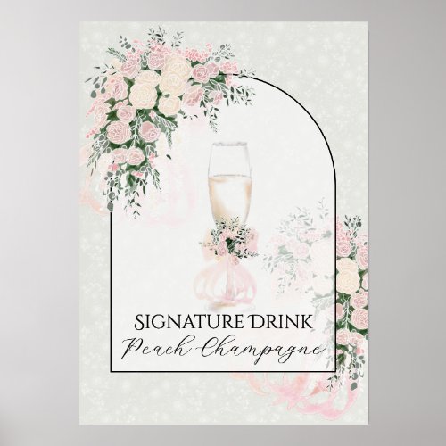 Blush Bow Rose Wisteria Signature Drink Wood Base Holder