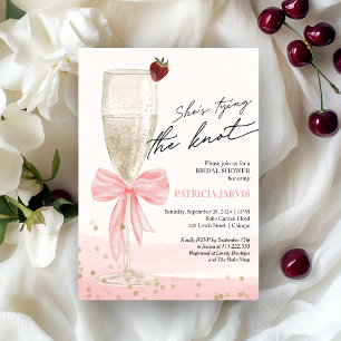 Blush Bow She's Tying the Knot Bridal Brunch Invitation