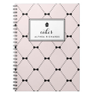 Blush Bow Tie Pattern Baking Recipe Notebook