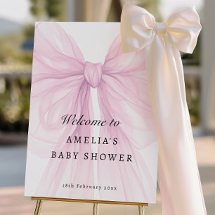 Blush Bow Welcome Sign Baby Shower Script