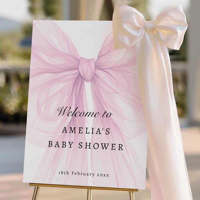 Blush Bow Welcome Sign Baby Shower Script (Creator Uploaded)