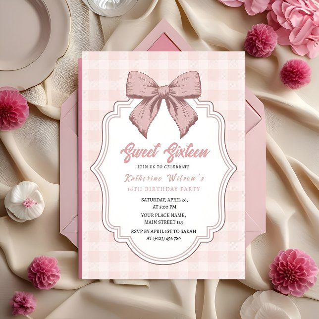 Blush & Bows Coquette Birthday Invitation (Creator Uploaded)