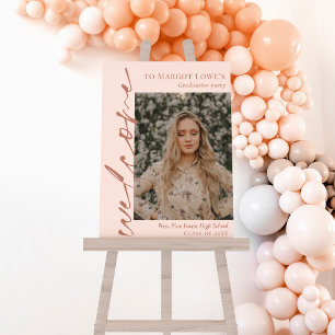 Blush Brass Calligraphy Photo Graduation Welcome Foam Board