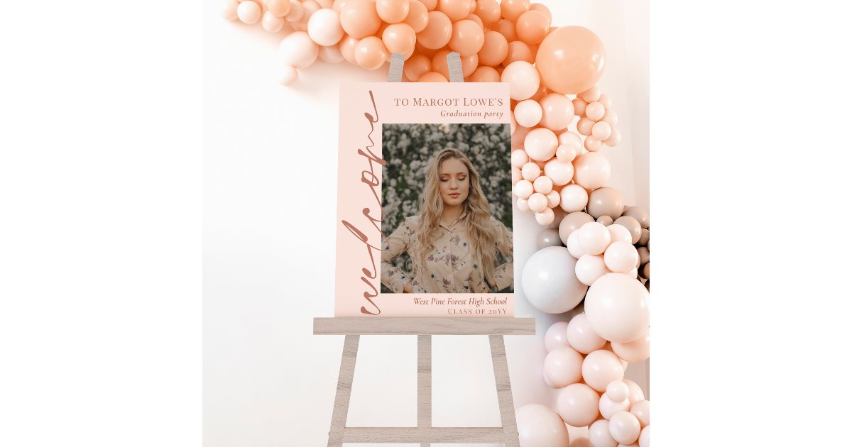 Blush Brass Calligraphy Photo Graduation Welcome Foam Board