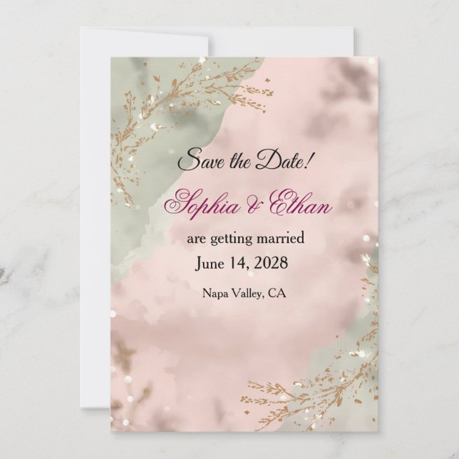 Blush & Breeze – Modern Romantic Save the Date Car (Front)