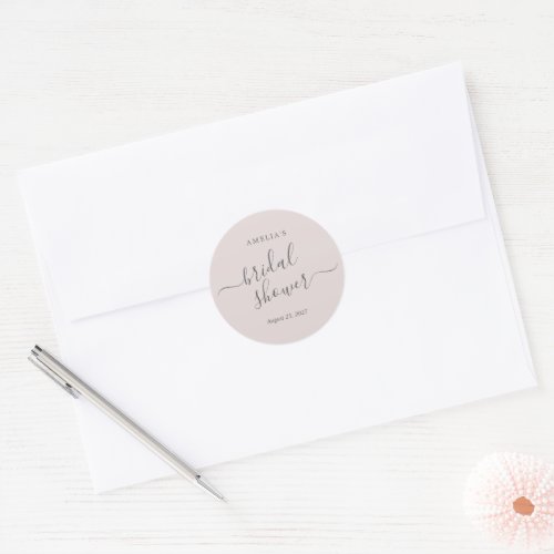 Blush Bridal Shower Classic Round Sticker