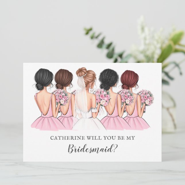 Blush Bride Best friend Will You Be My Bridesmaid Invitation (Standing Front)