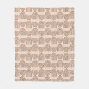Blush Brown Arch Line Art Modern Geometric Fleece Blanket