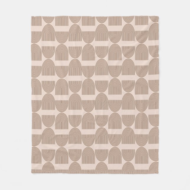 Blush Brown Arch Line Art Modern Geometric Fleece Blanket (Front)