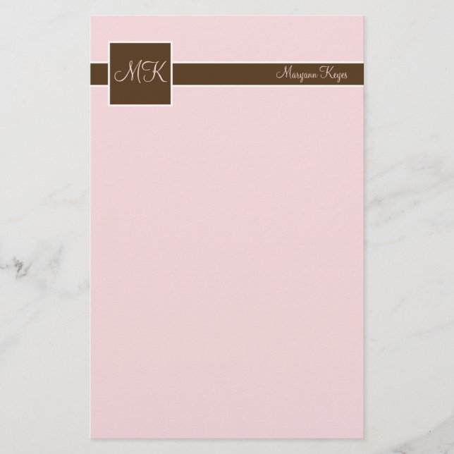 Blush & Brown Color Block Stationery (Front)