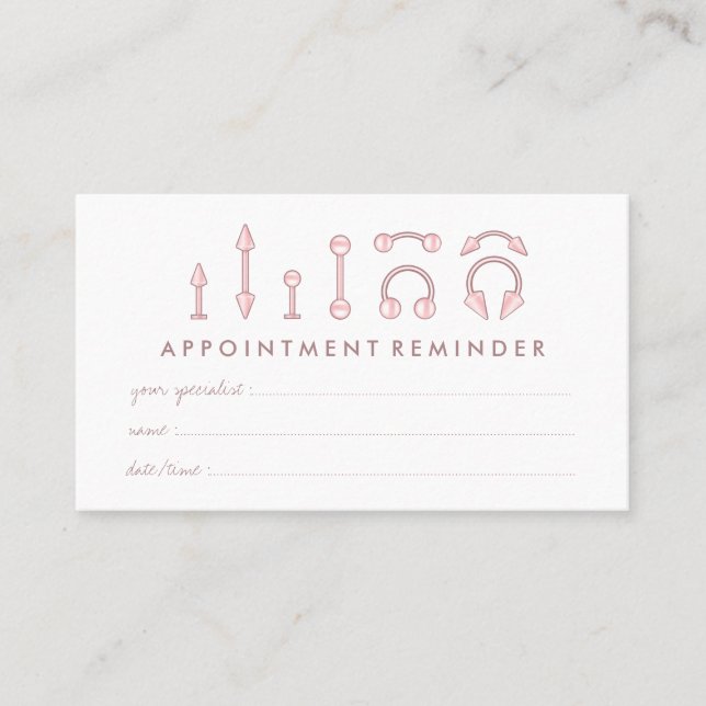 Blush Brown Jewelry Appointment Body Piercing Business Card (Front)