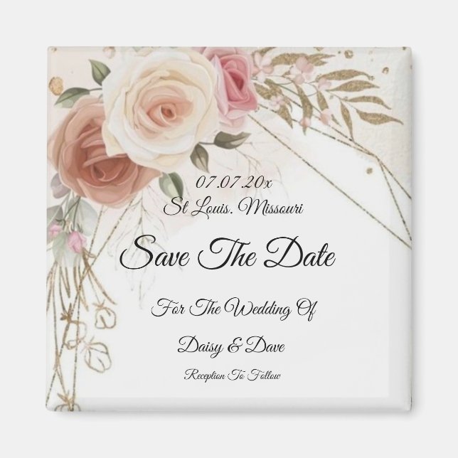 Blush Brown Save The Date Magnet invitation  (Front)