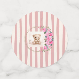 blush brown teddy bear floral watercolour confetti