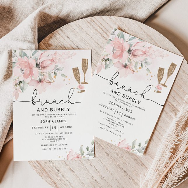 Blush Brunch and bubbly bridal shower invitation (Creator Uploaded)