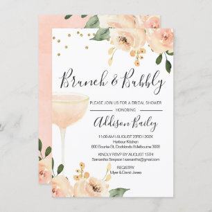 Blush Brunch Champagne Bridal Shower Invitation