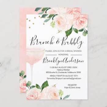 Blush Brunch Champagne Bridal Shower Invitation by figtreedesign at Zazzle