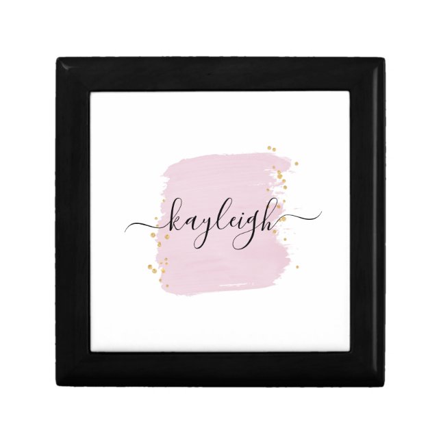 Blush Brush Stroke Gold Dots Gift Box (Front)