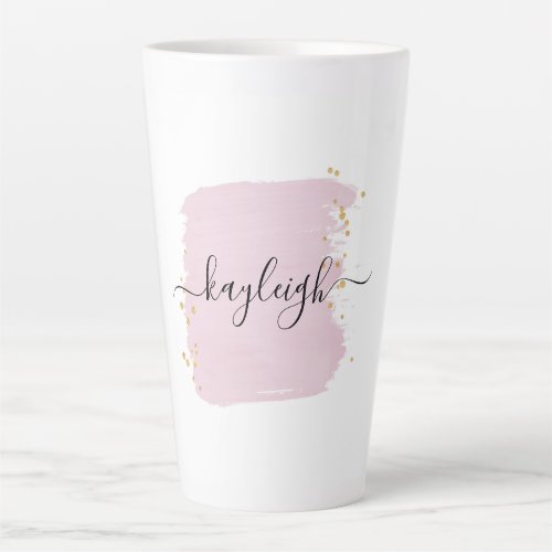 Blush Brush Stroke Gold Dots Latte Mug