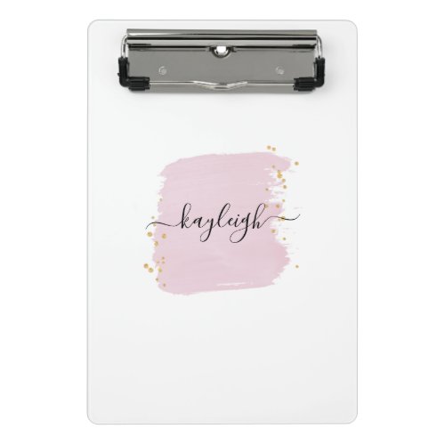 Blush Brush Stroke Gold Dots Mini Clipboard