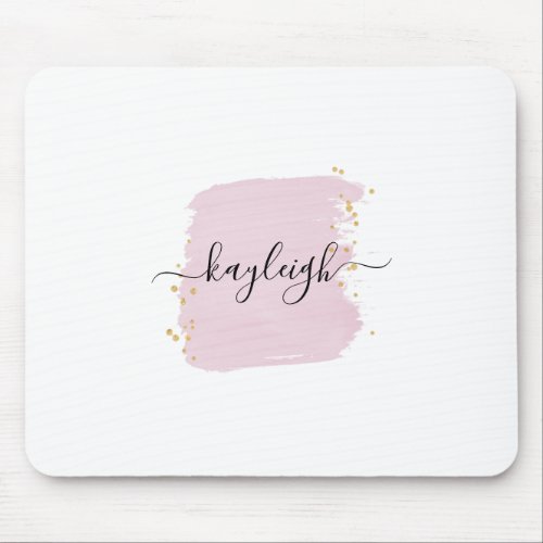 Blush Brush Stroke Gold Dots Mouse Pad