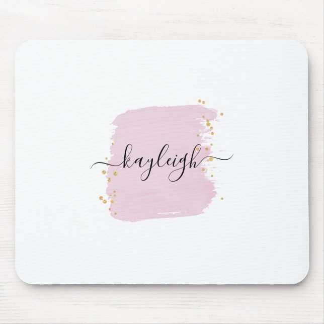 Blush Brush Stroke Gold Dots Mouse Pad (Front)