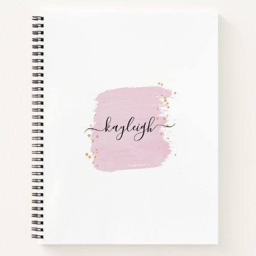 Blush Brush Stroke Gold Dots Notebook