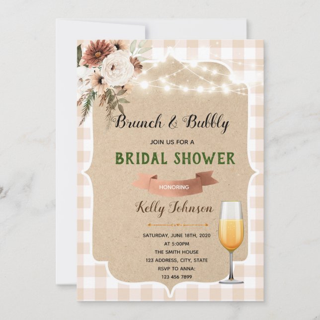 Blush bubbly picnic invitation (Front)